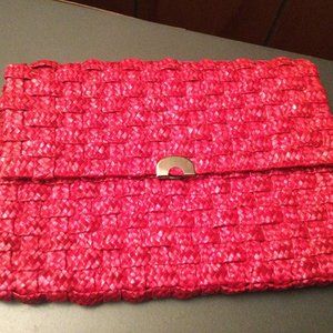 Red Weave Handbag Clutch Purse vintage Preowned
